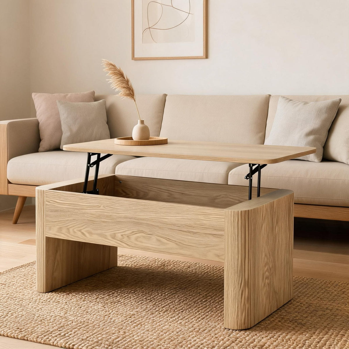Winthorpe Oak Effect Lift Up Coffee Table