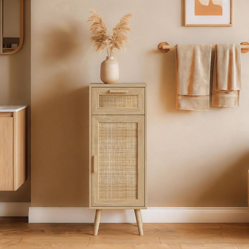 Astbury Narrow Cabinet with Rattan Doors