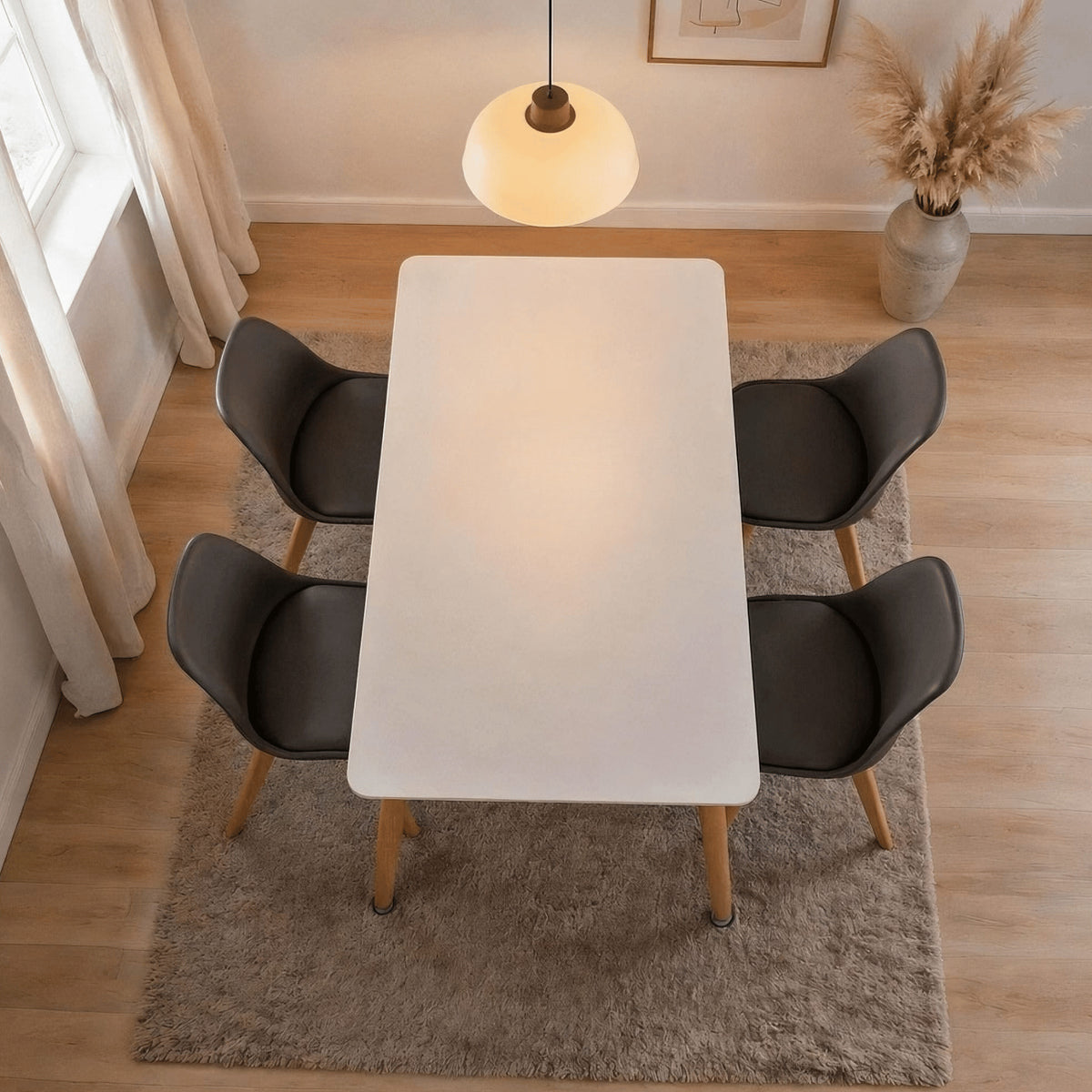 Braga 120cm White Dining Table & 4 Grey Chairs