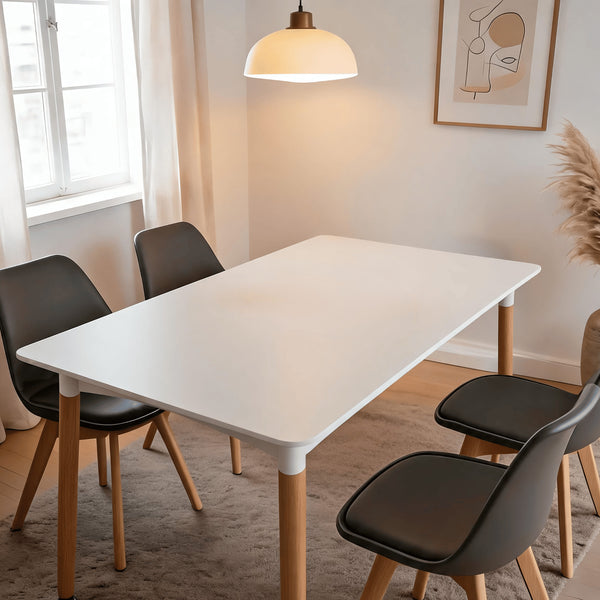 Braga 120cm White Dining Table & 4 Grey Chairs