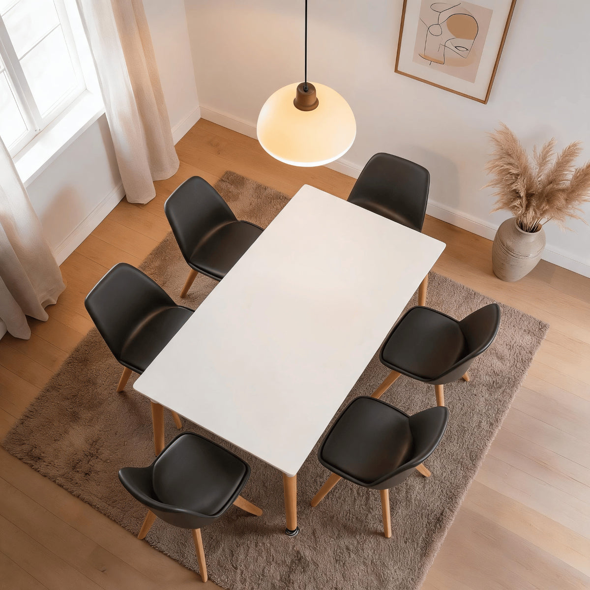 Braga 120cm White Dining Table & 6 Grey Chairs