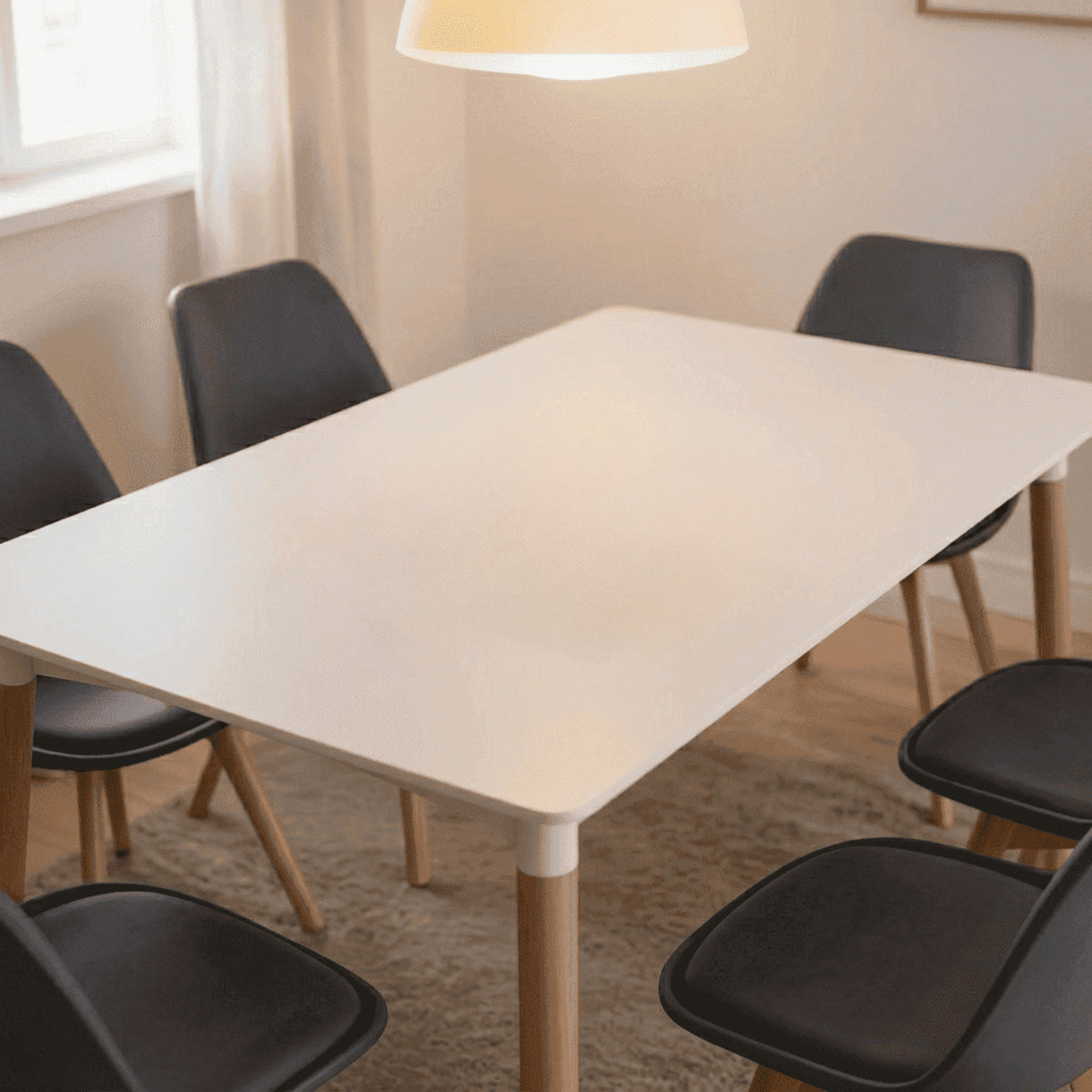 Braga 120cm White Dining Table & 6 Grey Chairs
