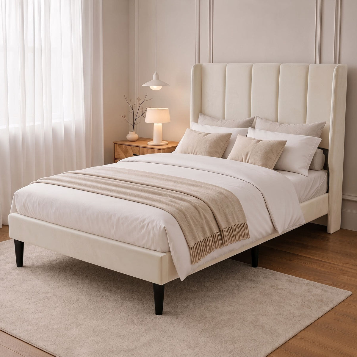 Langford Upholstered Wingback Bed Frame