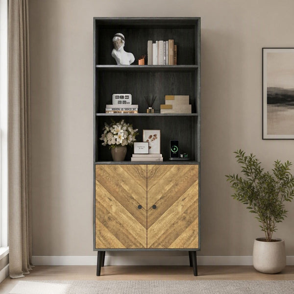 Dallas Herringbone 2 Door Tall Bookcase