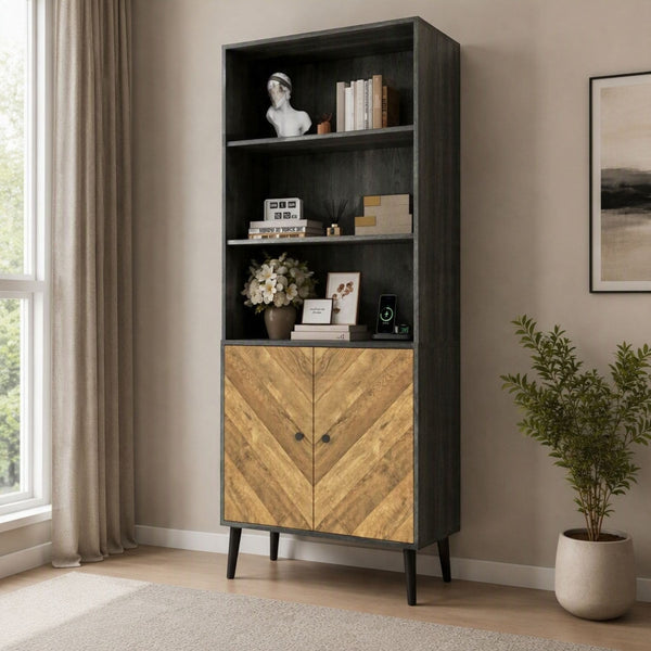 Dallas Herringbone 2 Door Tall Bookcase