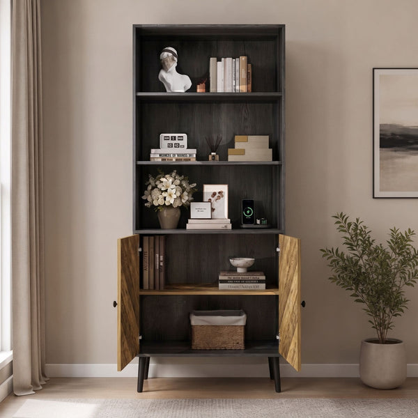 Dallas Herringbone 2 Door Tall Bookcase