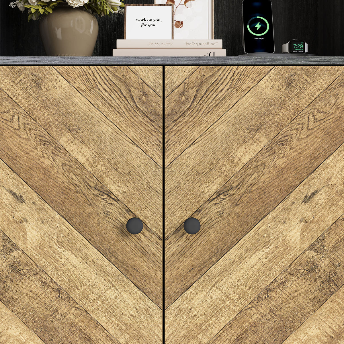 Dallas Herringbone 2 Door Tall Bookcase