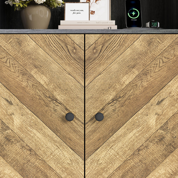 Dallas Herringbone 2 Door Tall Bookcase