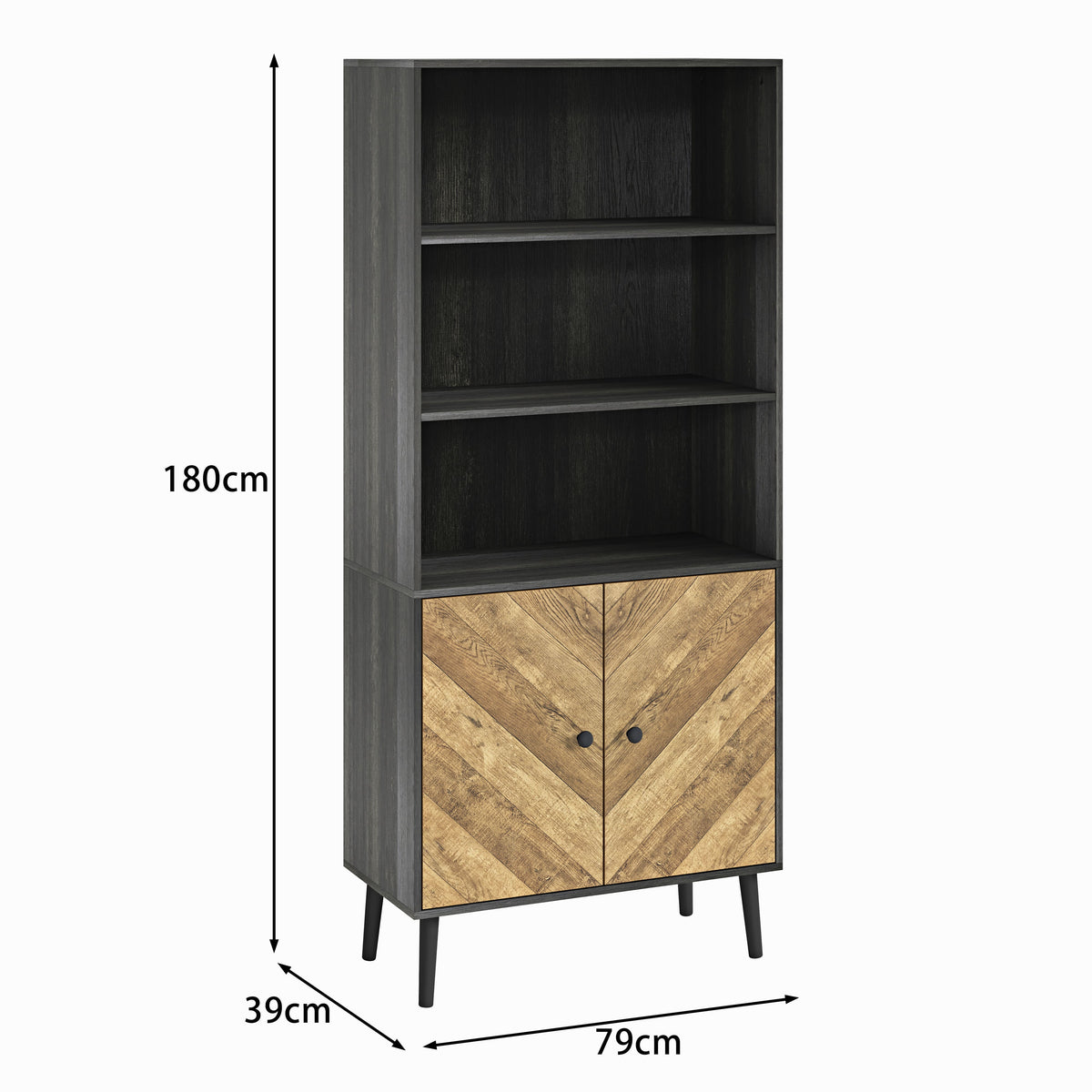 Dallas Herringbone 2 Door Tall Bookcase