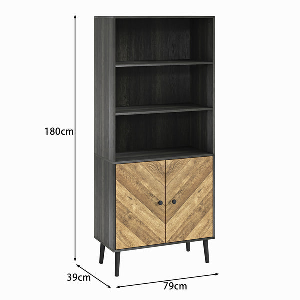 Dallas Herringbone 2 Door Tall Bookcase