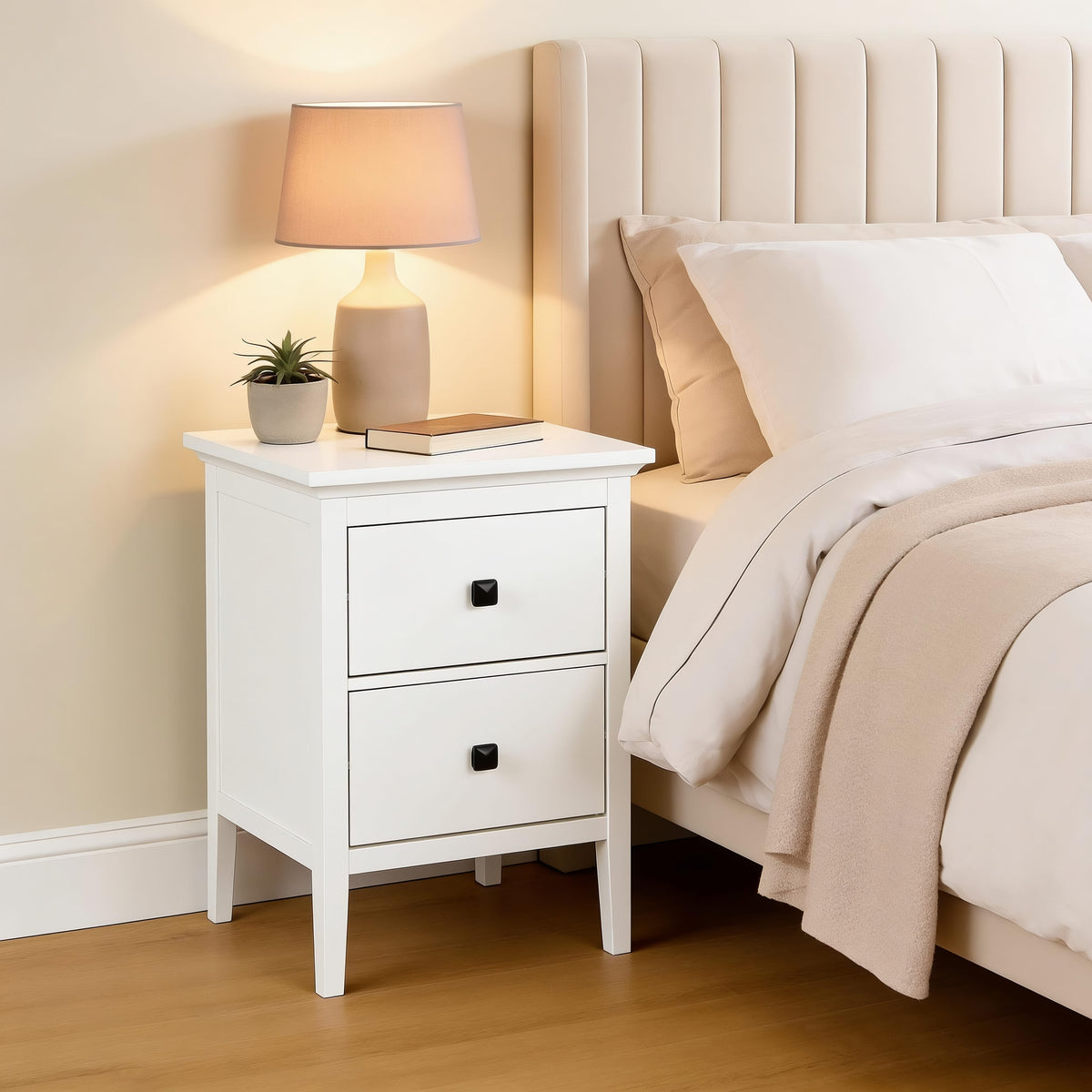 Bellevue White 2 Drawer Bedside