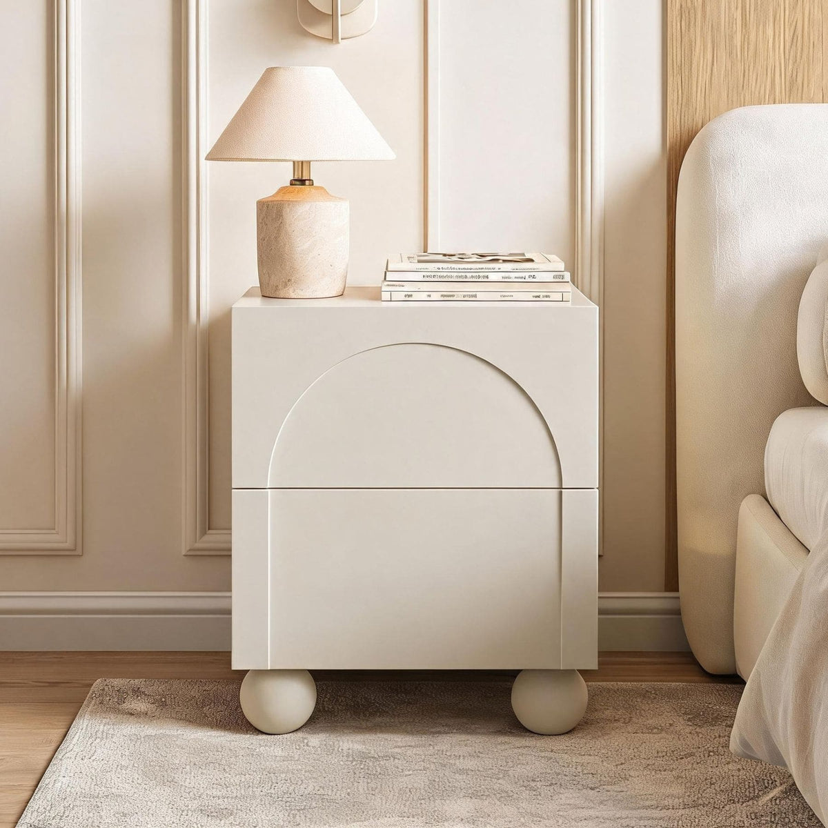 Elodie Beige 2 Drawer Bedside