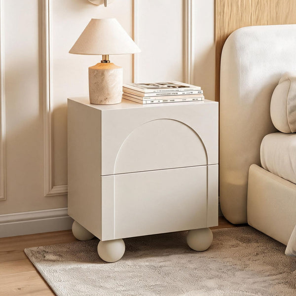 Elodie Beige 2 Drawer Bedside