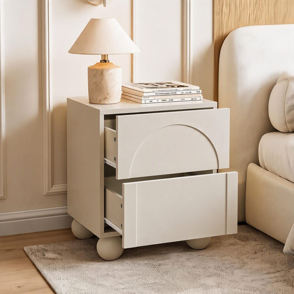 Elodie Beige 2 Drawer Bedside