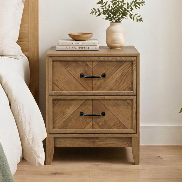 Harrington Herringbone 2 Drawer Bedside