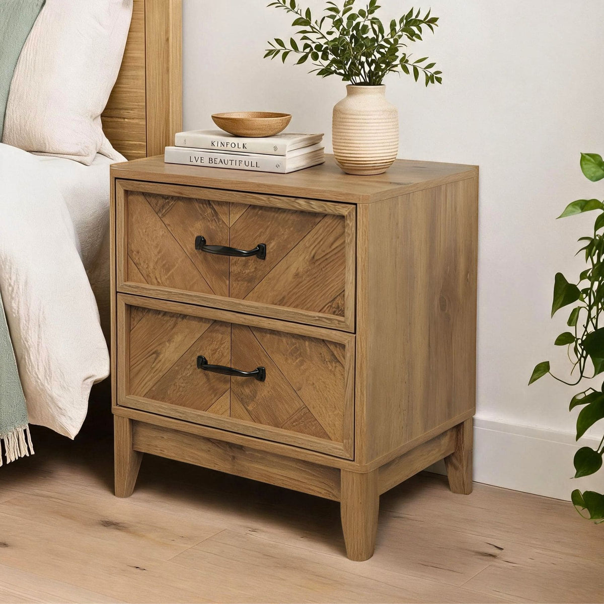 Harrington Herringbone 2 Drawer Bedside
