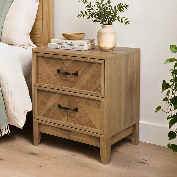 Harrington Herringbone 2 Drawer Bedside