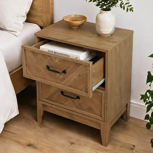 Harrington Herringbone 2 Drawer Bedside