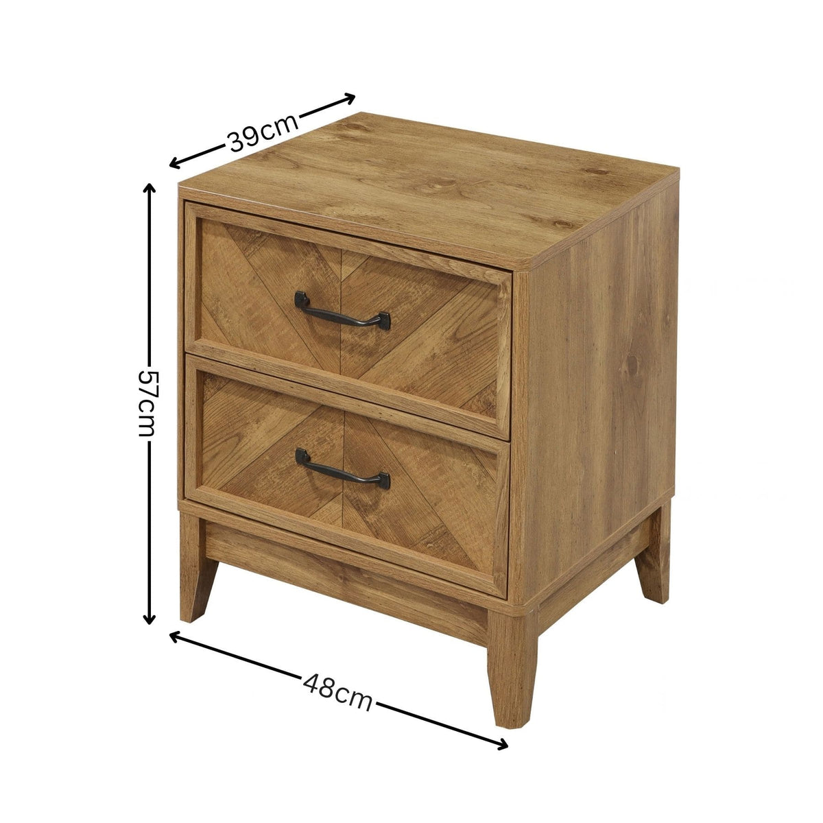 Harrington Herringbone 2 Drawer Bedside