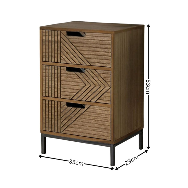 Mundesley 3 Drawer Bedside