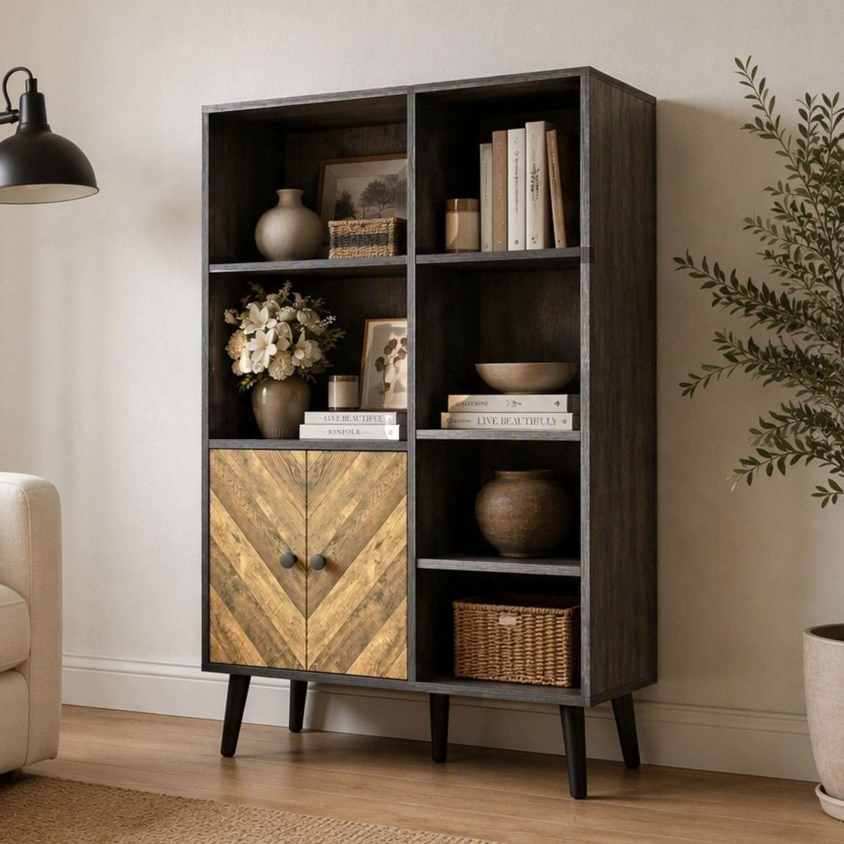Dallas Herringbone 2 Door Compact Bookcase