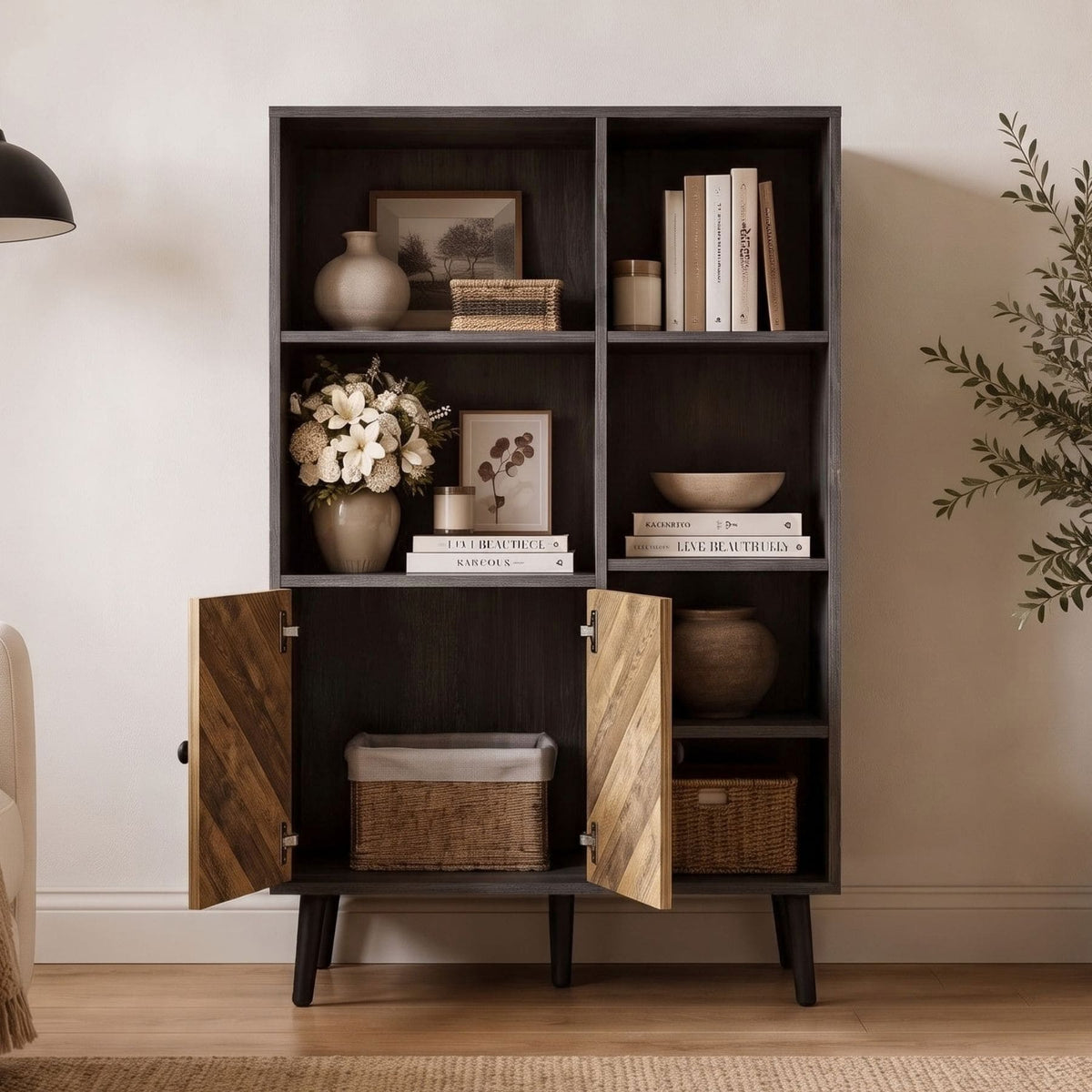 Dallas Herringbone 2 Door Compact Bookcase