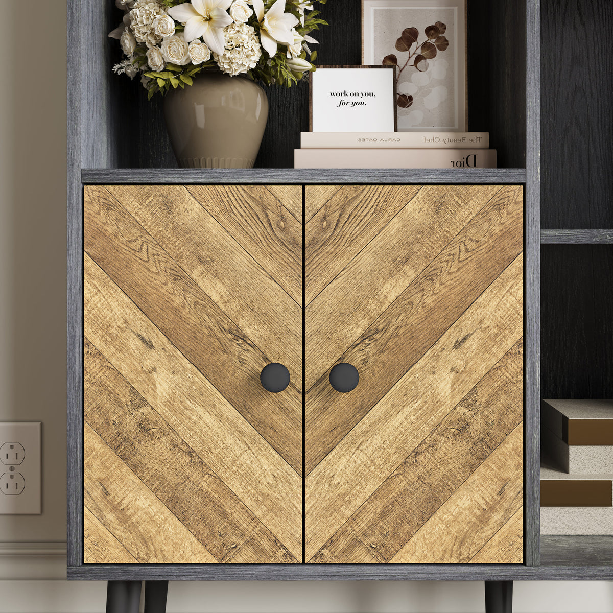 Dallas Herringbone 2 Door Compact Bookcase