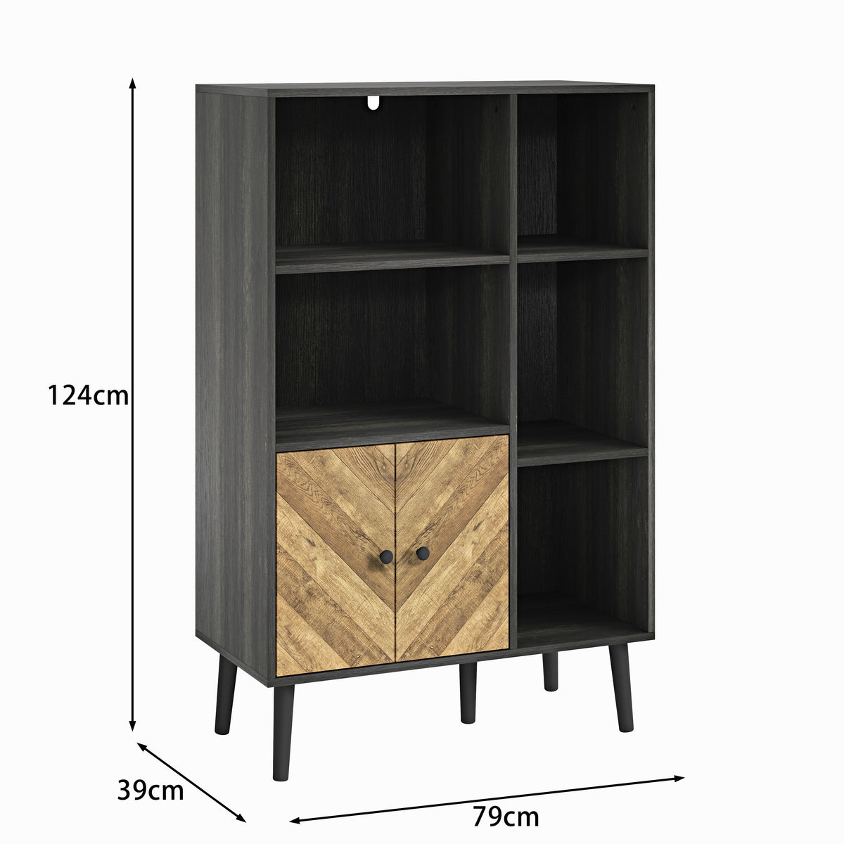 Dallas Herringbone 2 Door Compact Bookcase