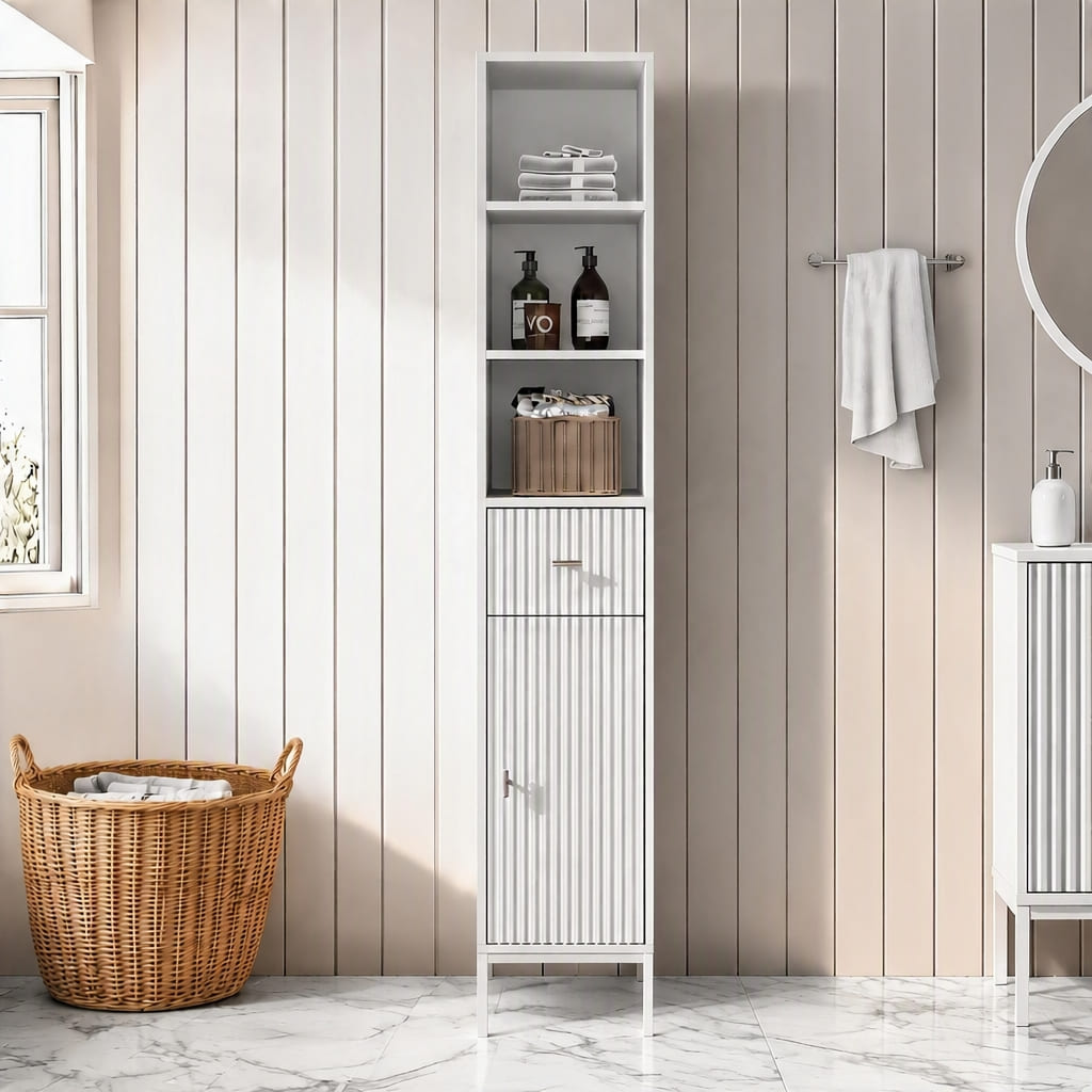 Mabel White Tall Bathroom Cabinet