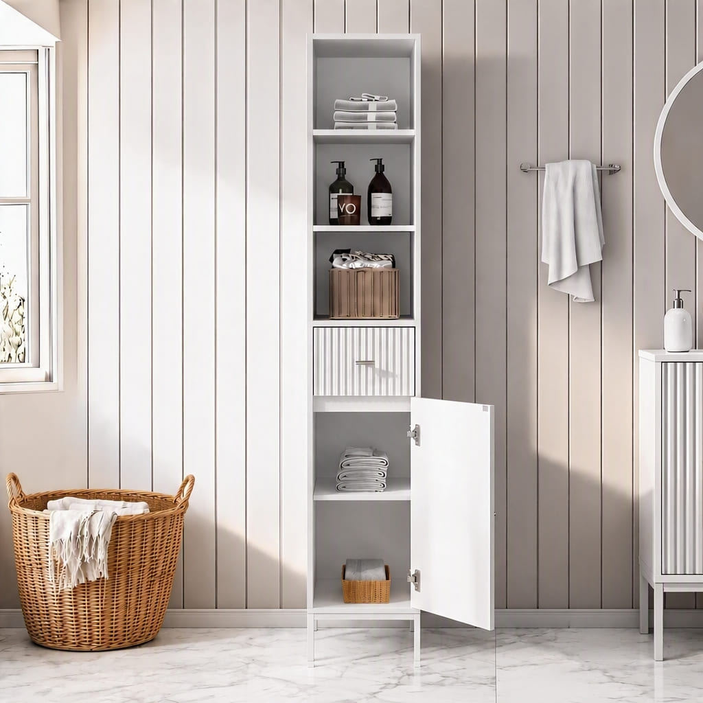 Mabel White Tall Bathroom Cabinet