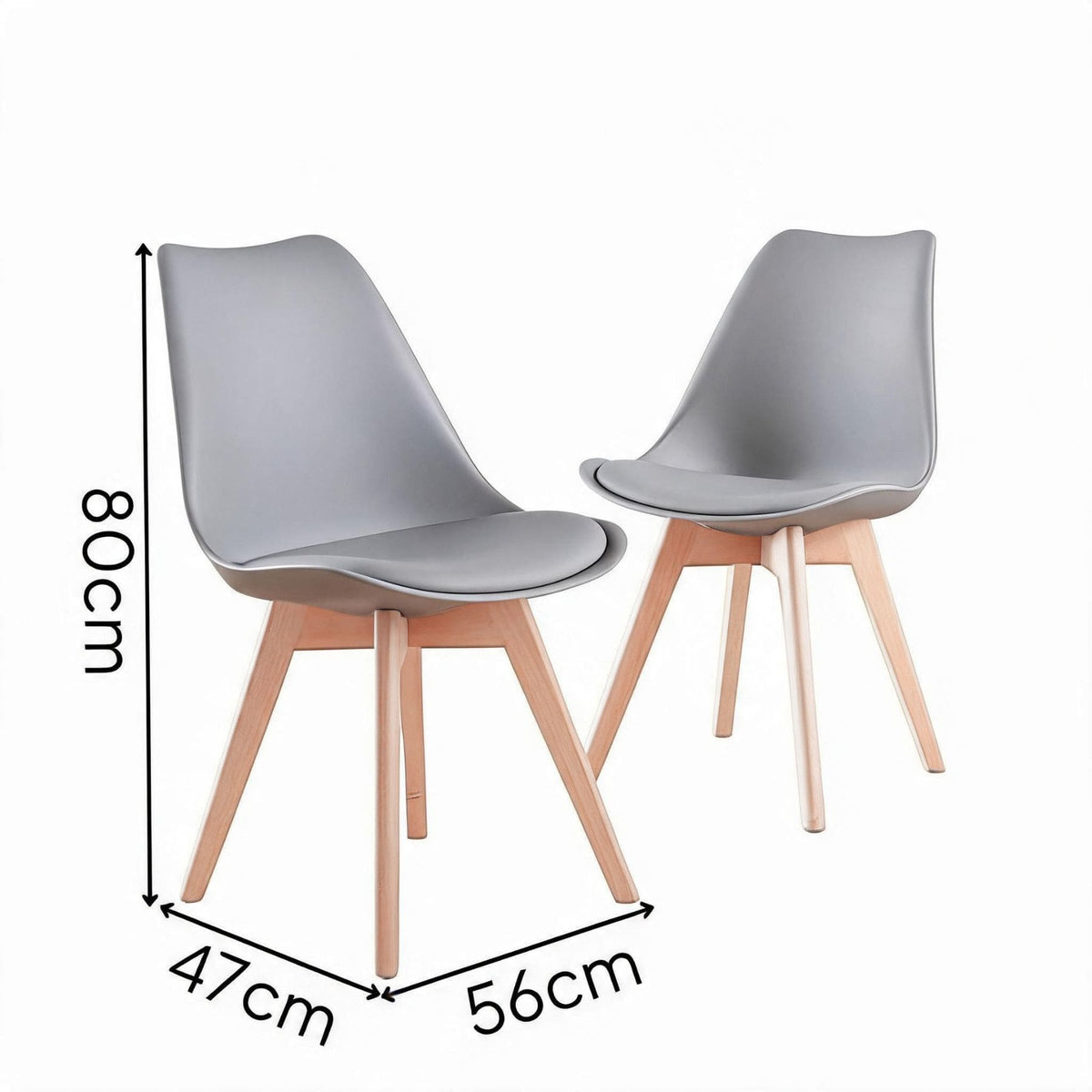 Pair of Lisbon Grey Curved Dining Chairs