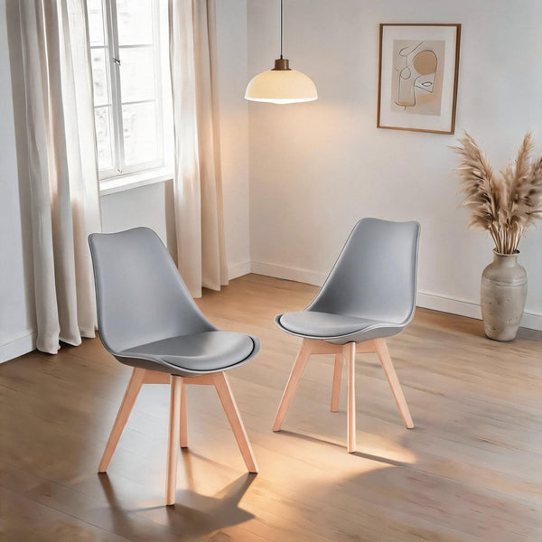 Pair of Lisbon Grey Curved Dining Chairs