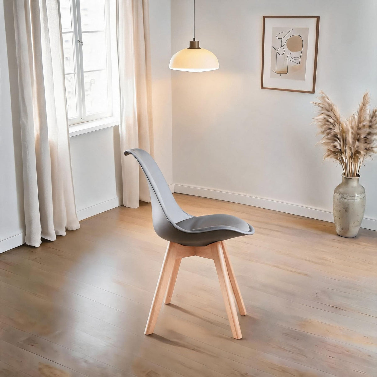 Pair of Lisbon Grey Curved Dining Chairs