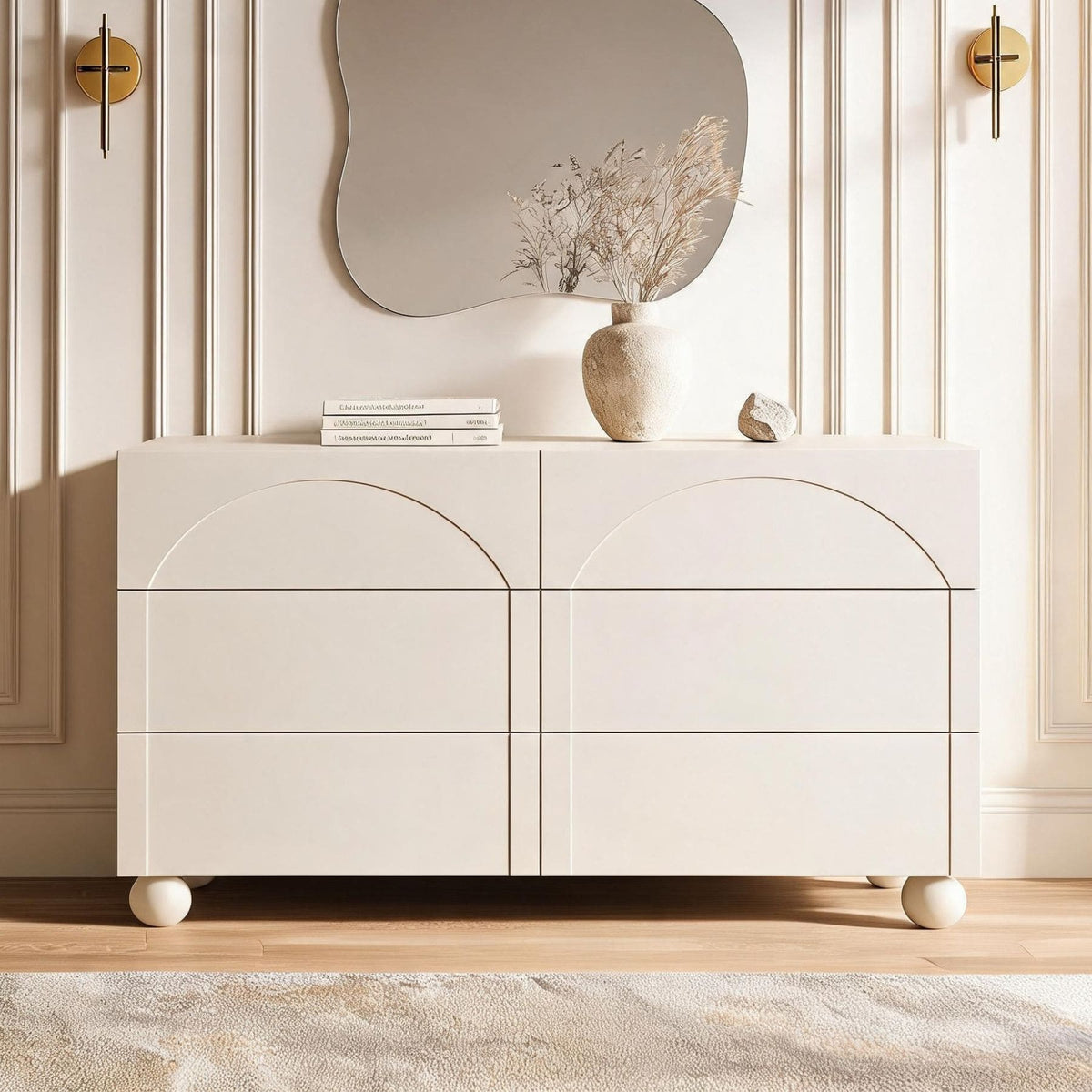 Elodie Beige Chest of 6 Drawers