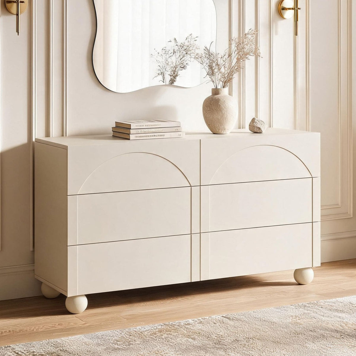 Elodie Beige Chest of 6 Drawers