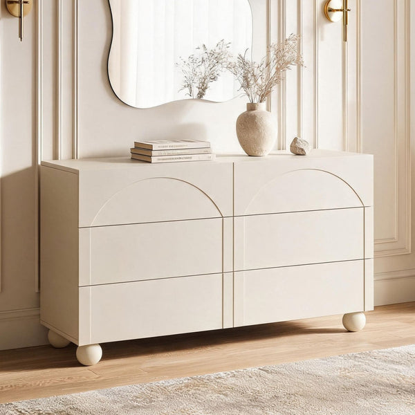 Elodie Beige Chest of 6 Drawers