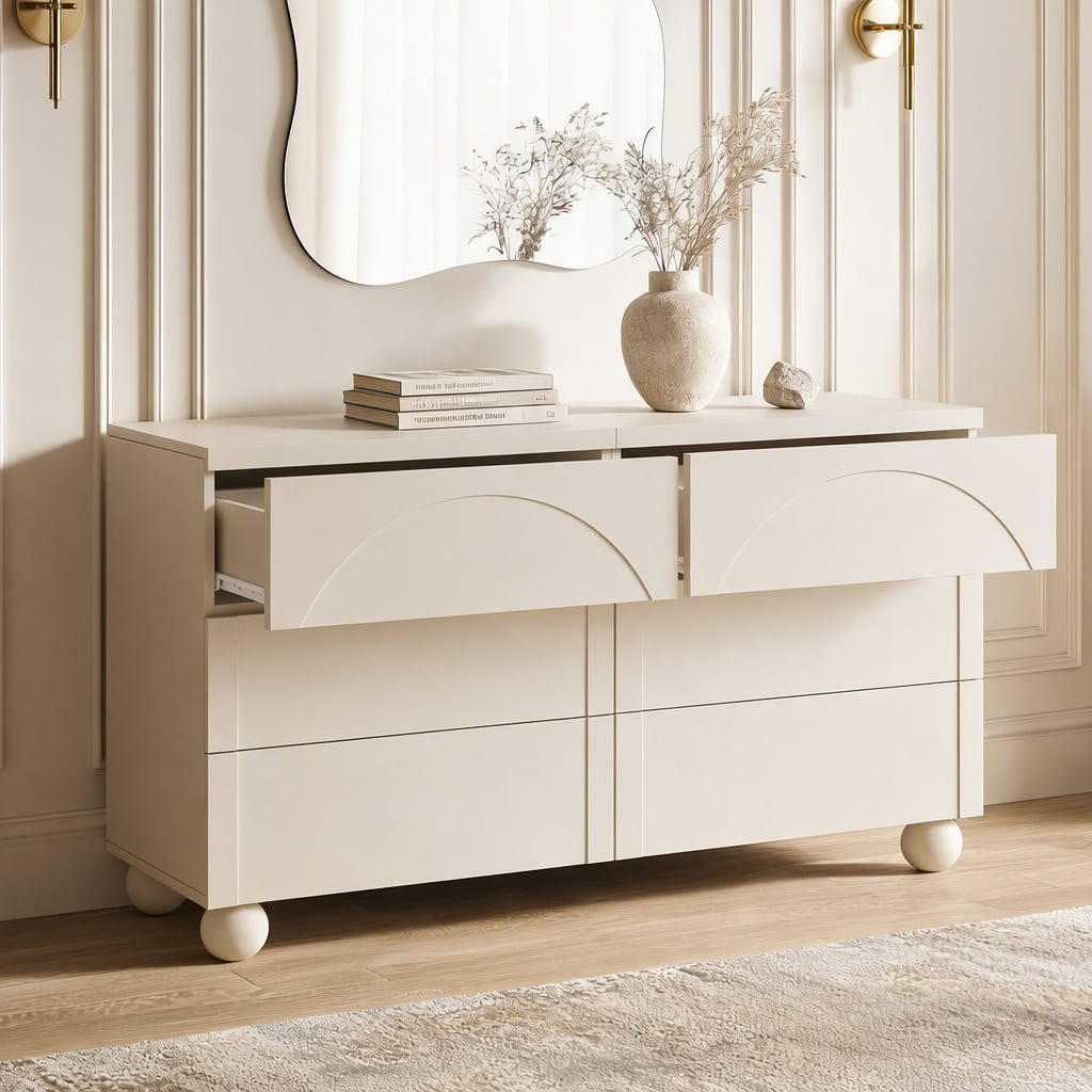 Elodie Beige Chest of 6 Drawers