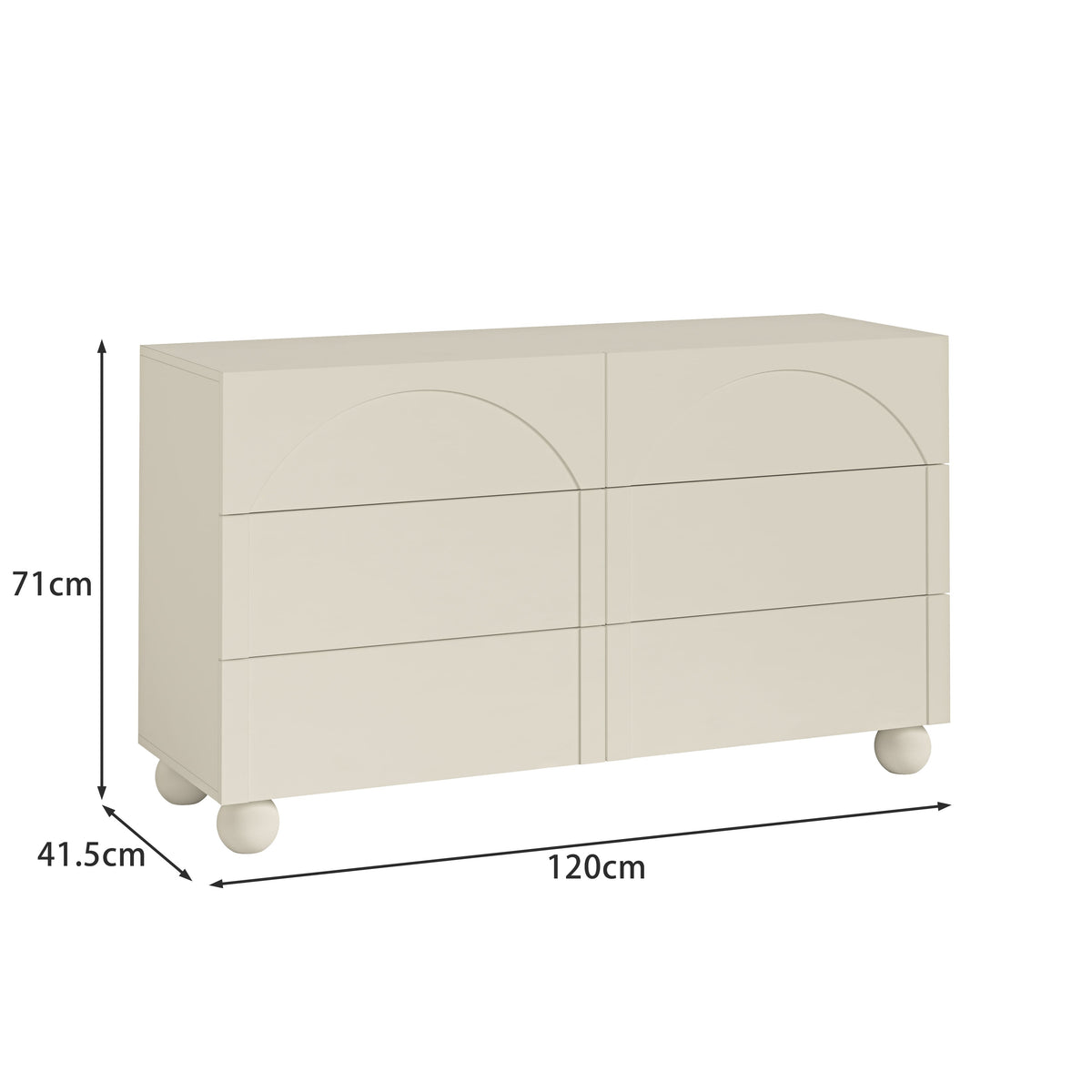 Elodie Beige Chest of 6 Drawers