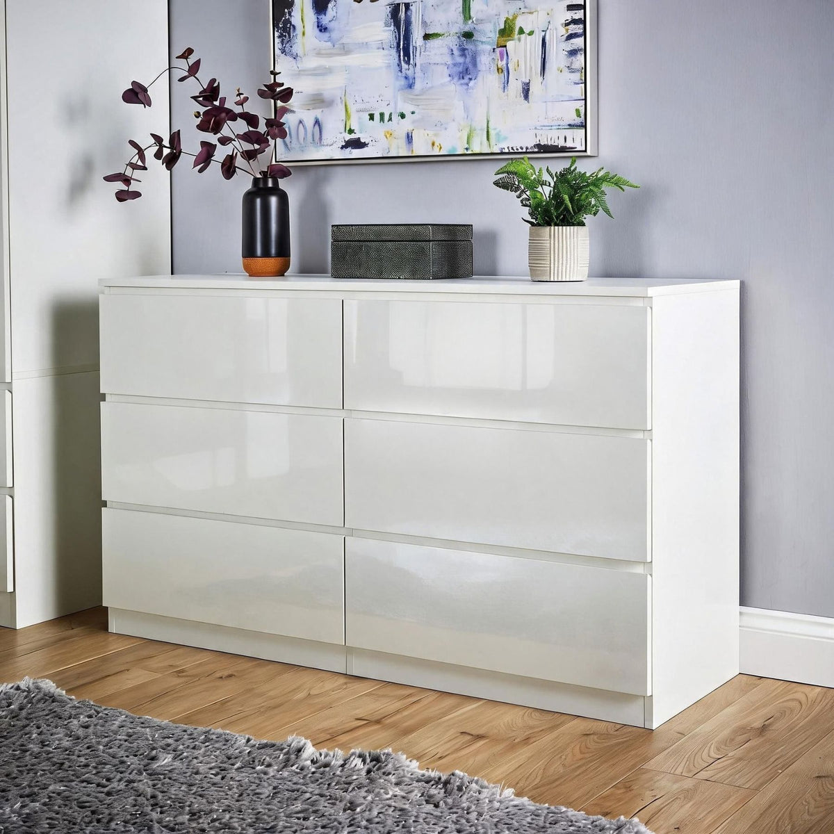 Lugano High Gloss Chest of 6 Drawers