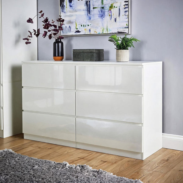 Lugano High Gloss Chest of 6 Drawers