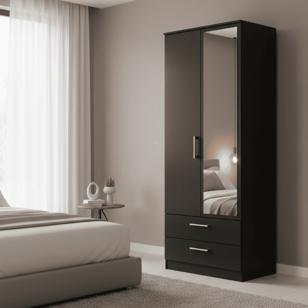 Dulcie  Mirrored 2 Door Wardrobe & Drawers