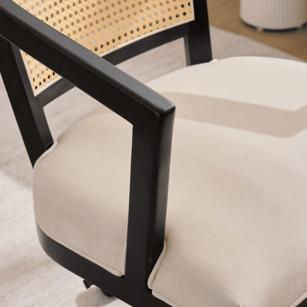 Wisbech 2 Drawer Desk & Nola Rattan Chair