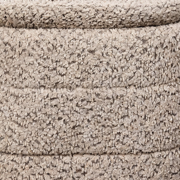 Luxe Beige Square Chenille Storage Ottoman with Tray Lid