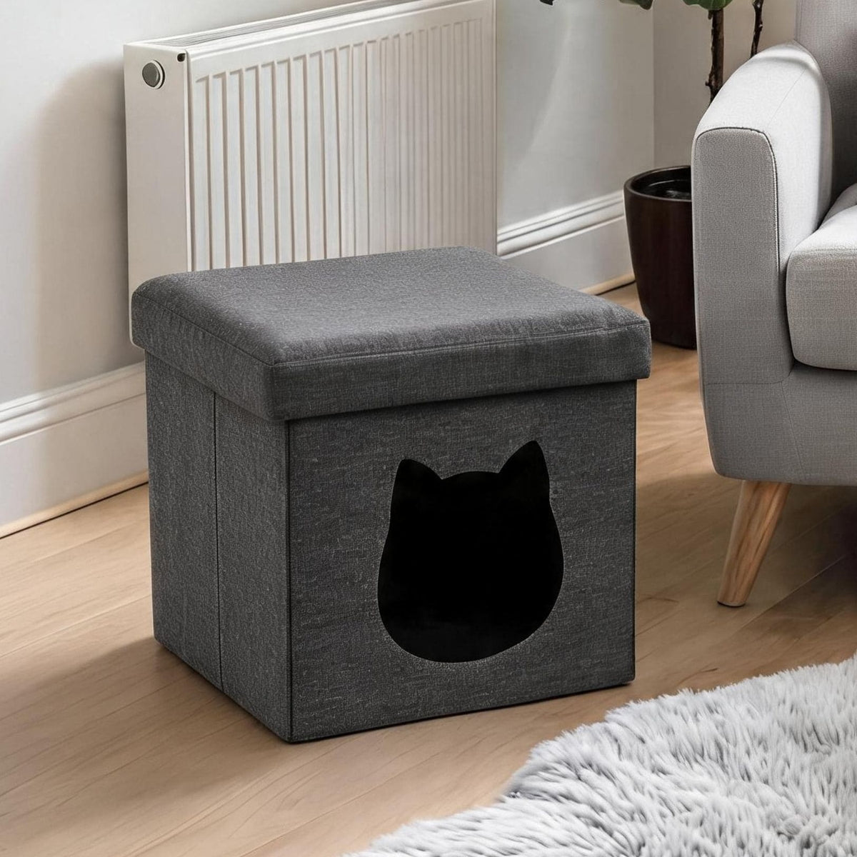 Dark Grey Square Pet Cave