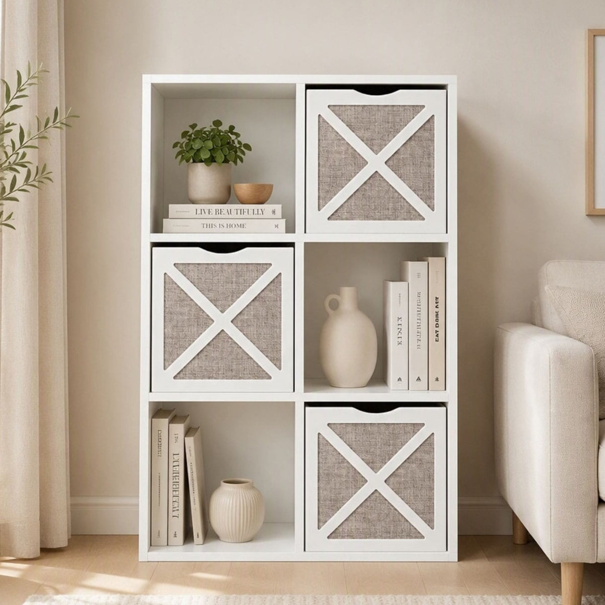 Kubus 6 Cube Storage Unit with 3 Storage Boxes