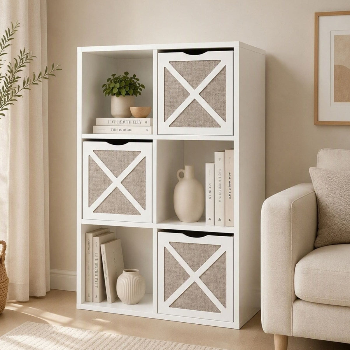 Kubus 6 Cube Storage Unit with 3 Storage Boxes