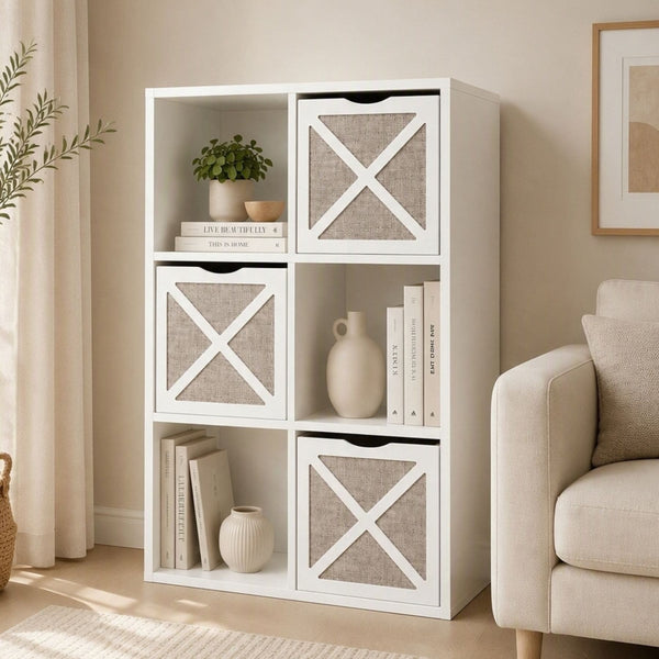 Kubus 6 Cube Storage Unit with 3 Storage Boxes