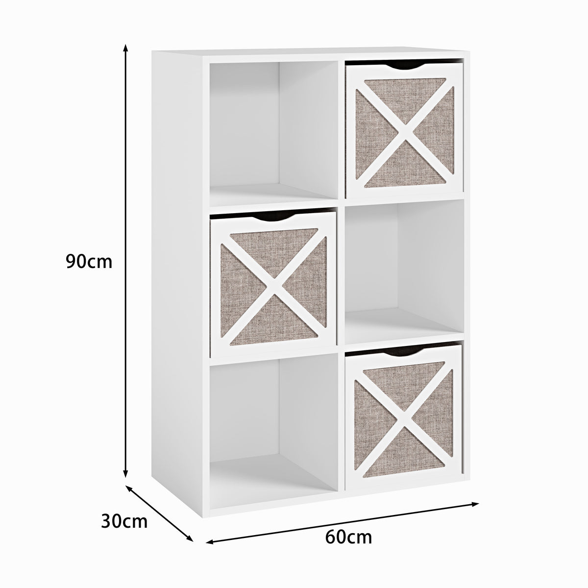 Kubus 6 Cube Storage Unit with 3 Storage Boxes