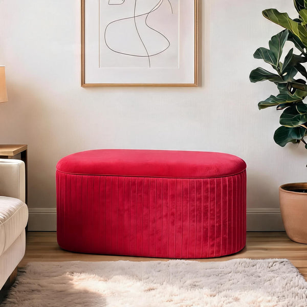 Aurora Pleated Velvet Ottoman