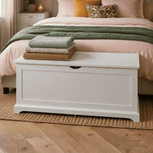 Bromwell White Ottoman Storage Box